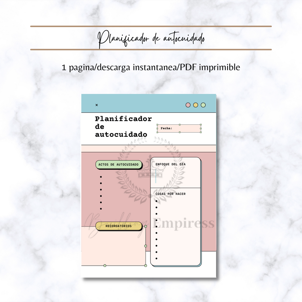 plantilla gratis planificador de auto cuidado