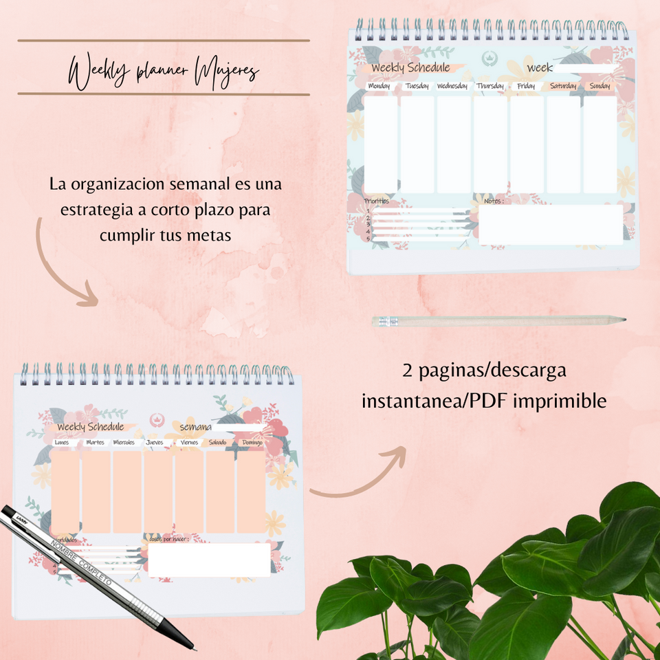 Plantilla "Weekly planner mujeres" (PDF)